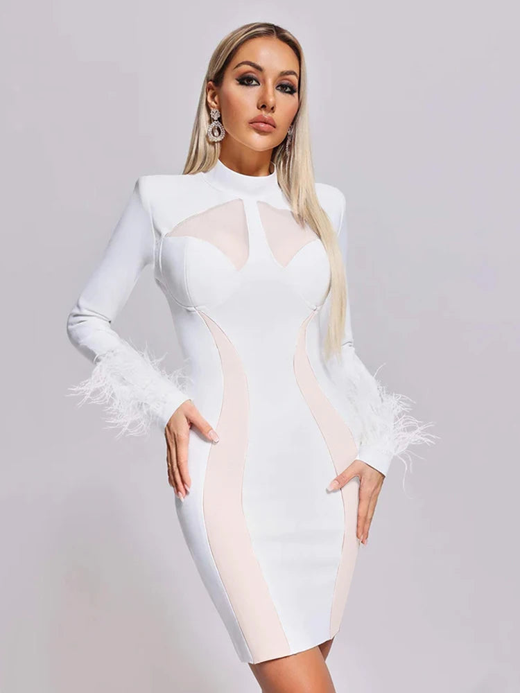 Modern Elegance Feather Accent Dress