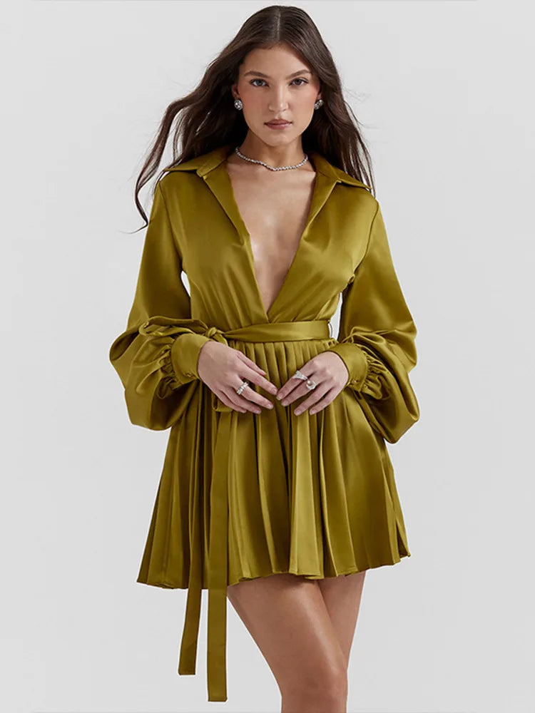 Ethereal Embrace Lantern Sleeve Dress