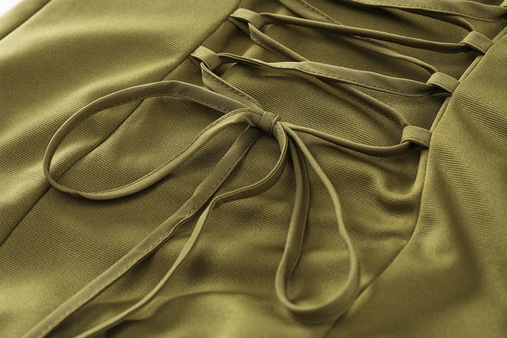 Side Split Olive Green Maxi Dress