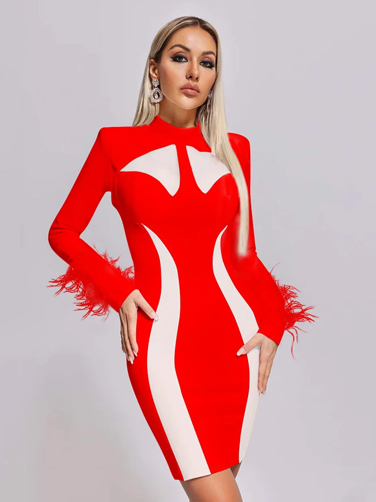 Modern Elegance Feather Accent Dress