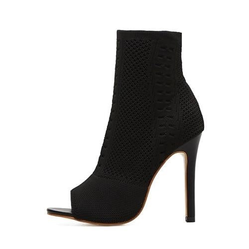 Ladies Open Toe High Heels Ankle Boots