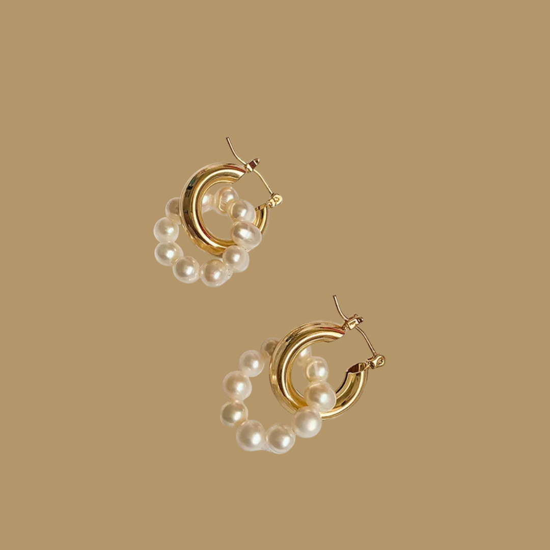 Baroque Pearl Gold Hoop Earrings