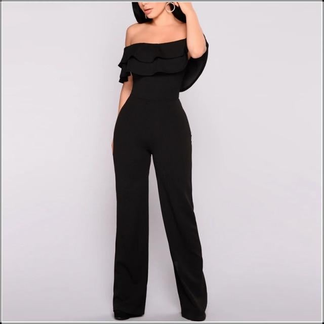 Elegant Double Ruffle Off The Shoulder Jumpsuit