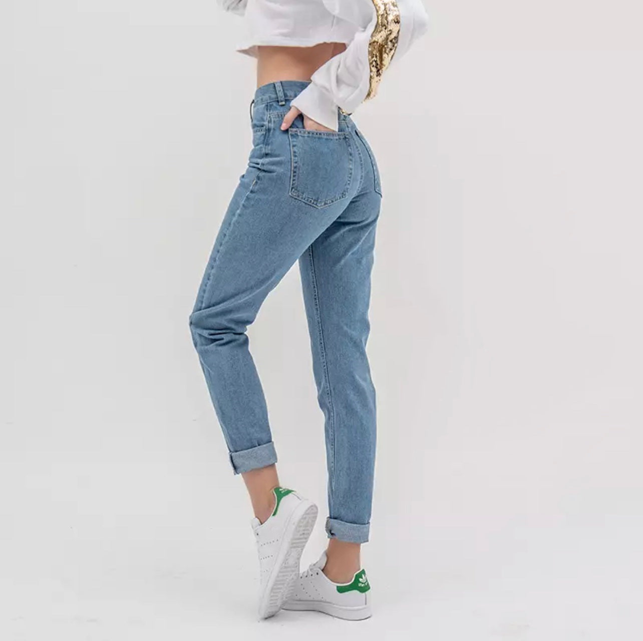 High waist plus size ladies jeans