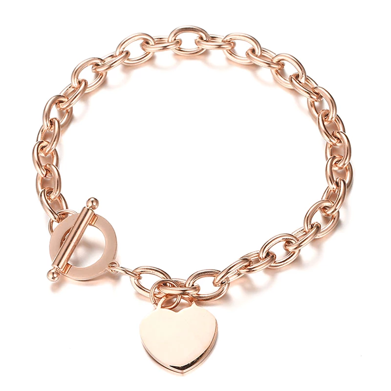 Stainless Steel Heart Charms Bracelet