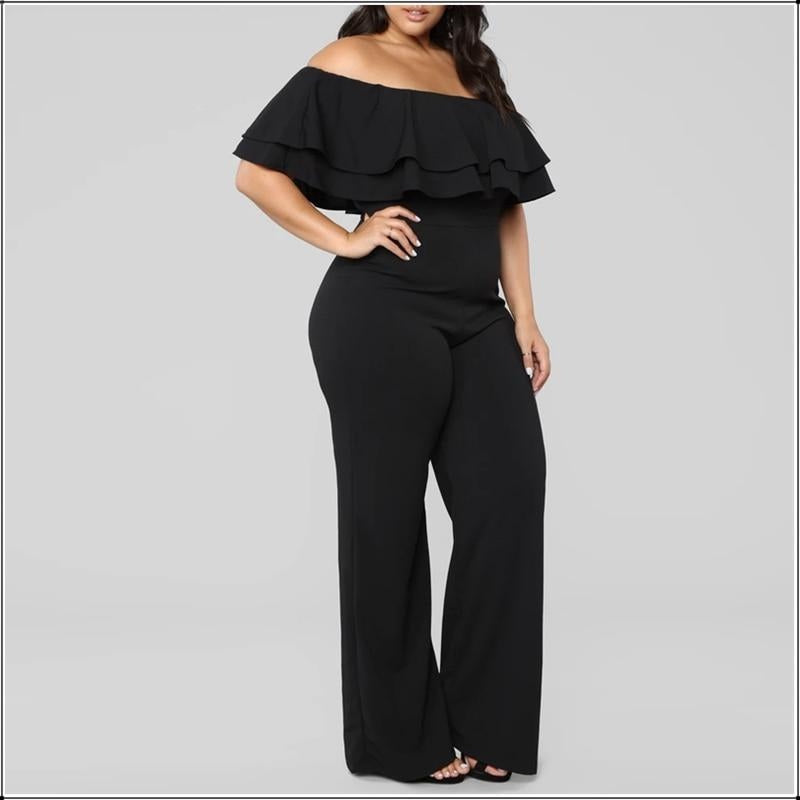 Elegant Double Ruffle Off The Shoulder Jumpsuit