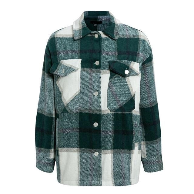 Casual Loose Plaid Shirt For Women