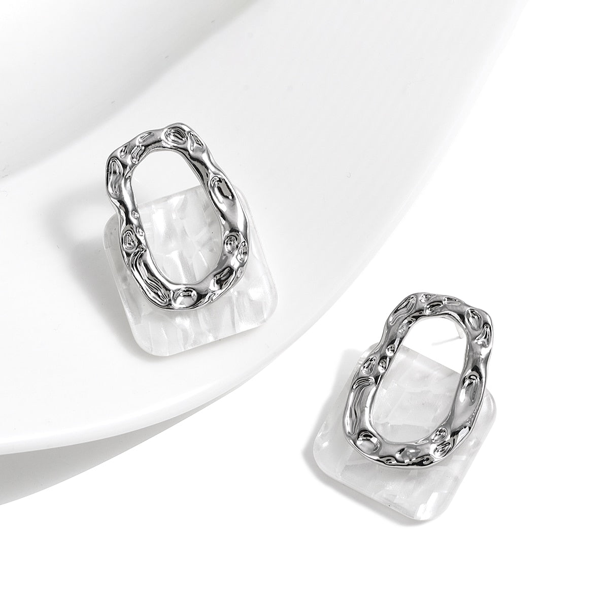 Resin Square Stud  Earrings