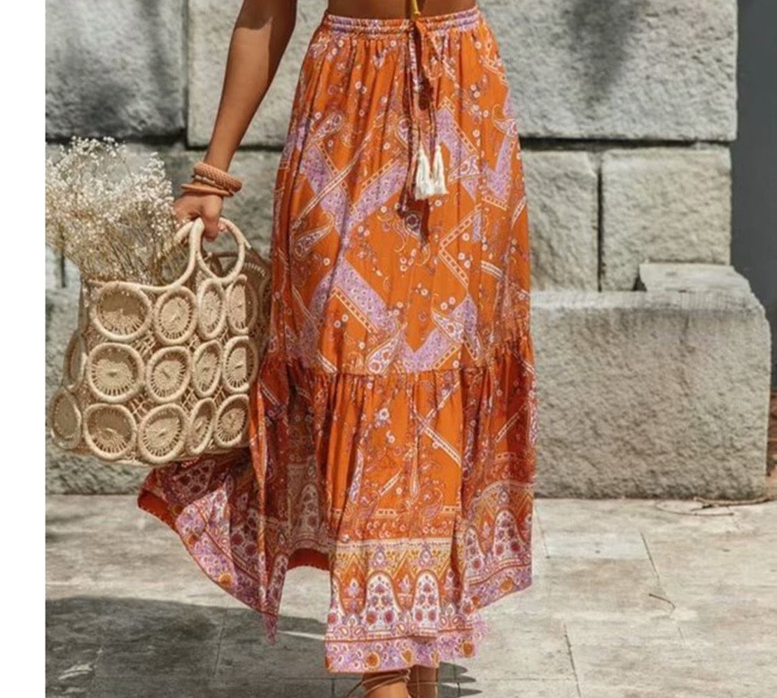 Angel Printed Maxi Skirt