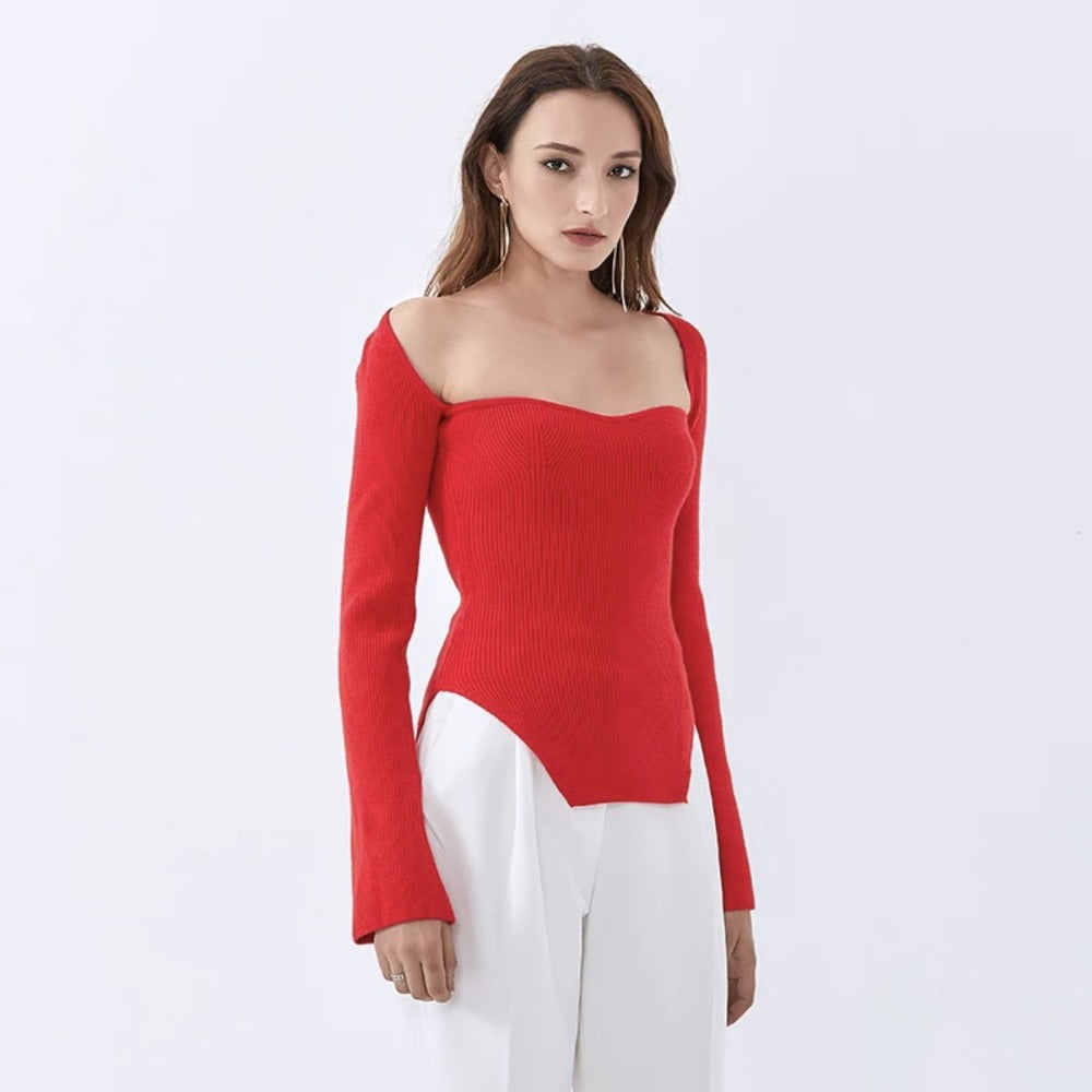 Cashmere sqaure collar full sleeves Sweatshirt