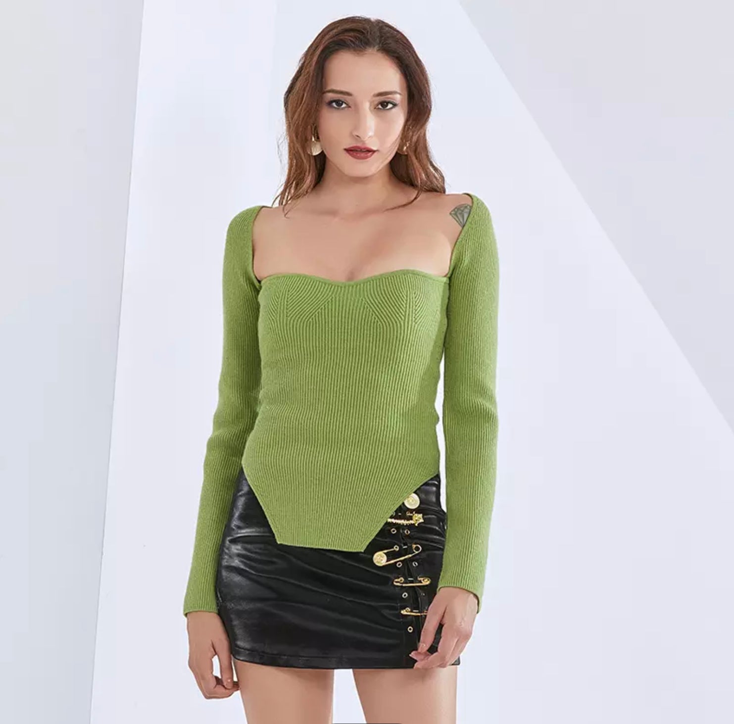 Cashmere sqaure collar full sleeves Sweatshirt