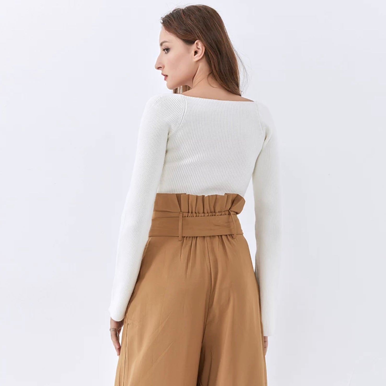 Cashmere sqaure collar full sleeves Sweatshirt