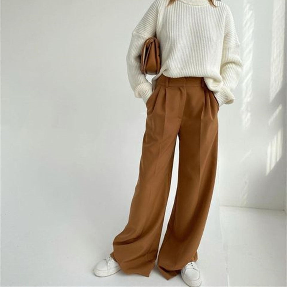 Wide leg Casual high waisted pants