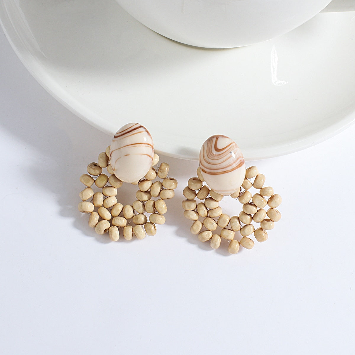Ethnic Round Wooden Earrings