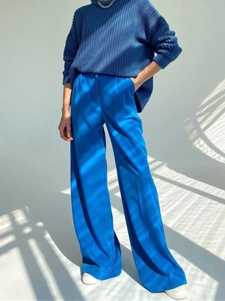 Wide leg Casual high waisted pants