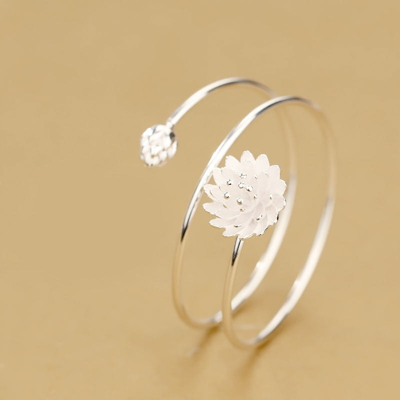 Silver Lotus Flower Bracelet