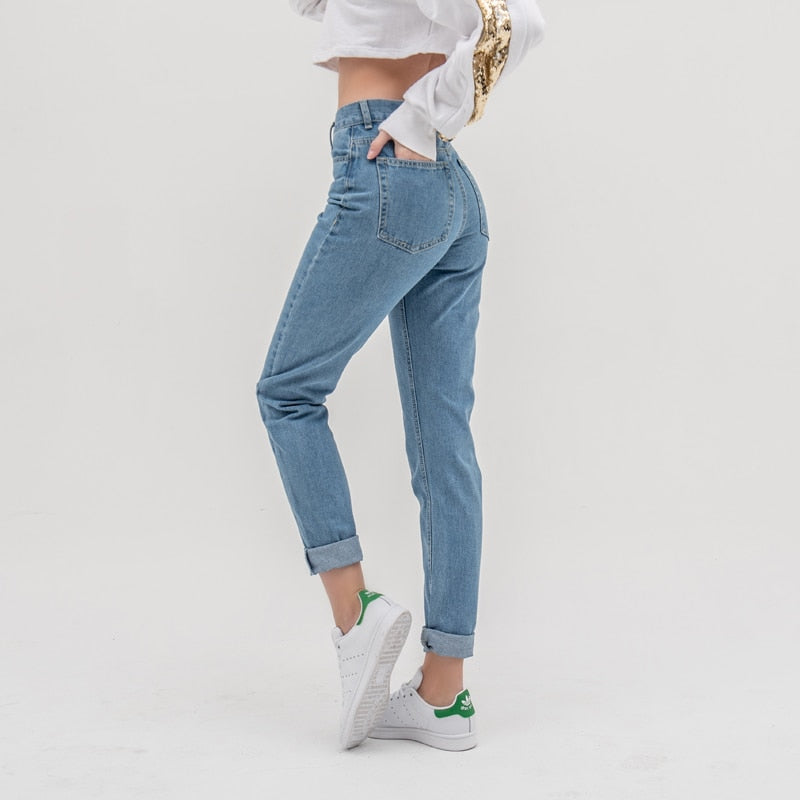 High waist plus size ladies jeans