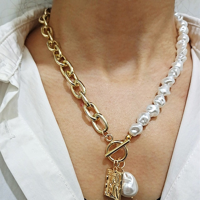Vintage Gold & Pearl Lock Chain