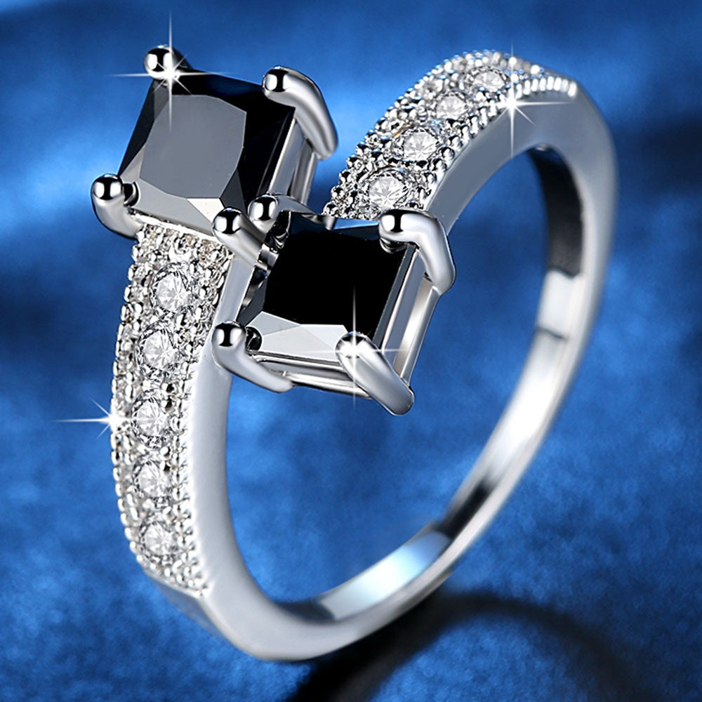 Zircon Double Black Stone Ring