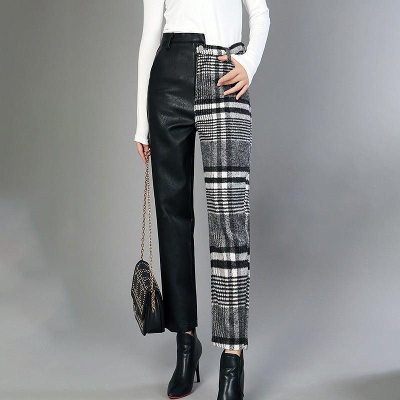 Asymmetrical High Waist Wool Pants