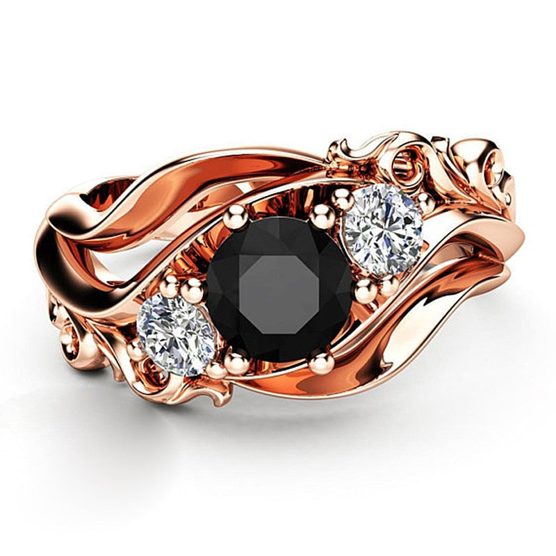 Prong Twist Black Stone Ring
