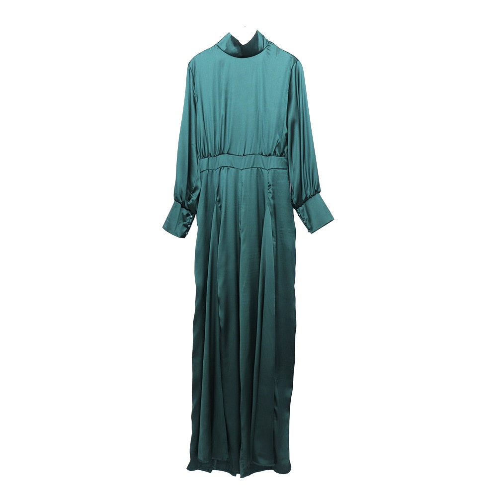 Women Classy Wide Leg Satin Jumpsuit