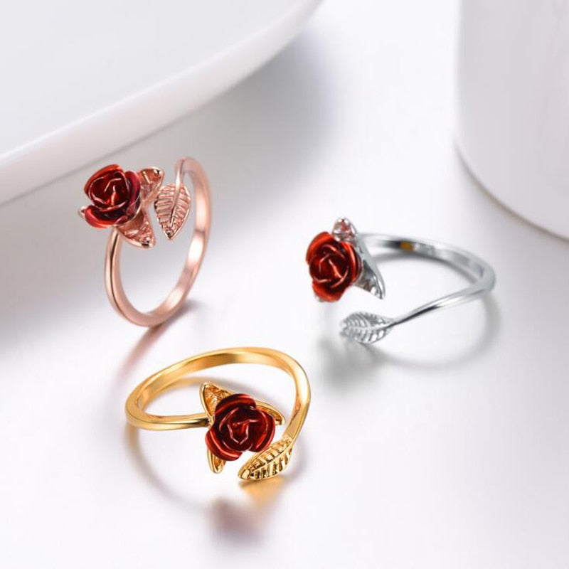 Red Rose Re-sizable Finger Ring