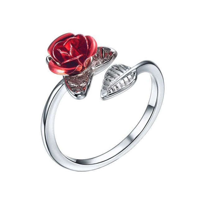 Red Rose Re-sizable Finger Ring