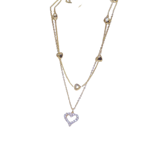 Zircon Double layered Heart Necklace