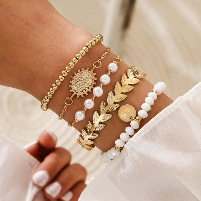 Pearl &amp; Chain Lock Bracelet