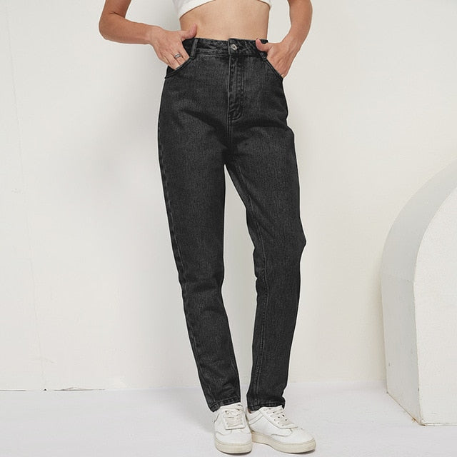 100% Cotton High Waist Mom Jeans