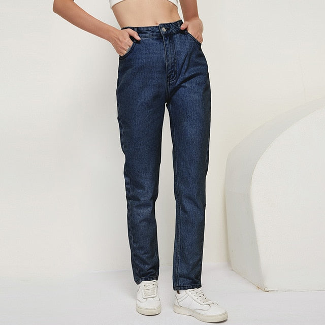 100% Cotton High Waist Mom Jeans