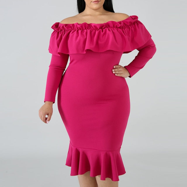 Off Shoulder Knee Length Dress
