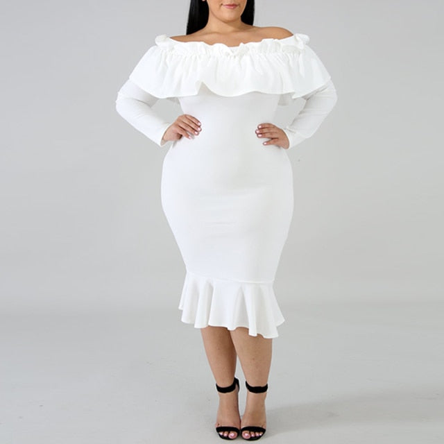 Off Shoulder Knee Length Dress