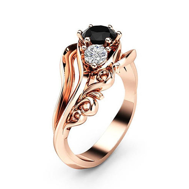 Prong Twist Black Stone Ring