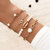 Pearl &amp; Chain Lock Bracelet