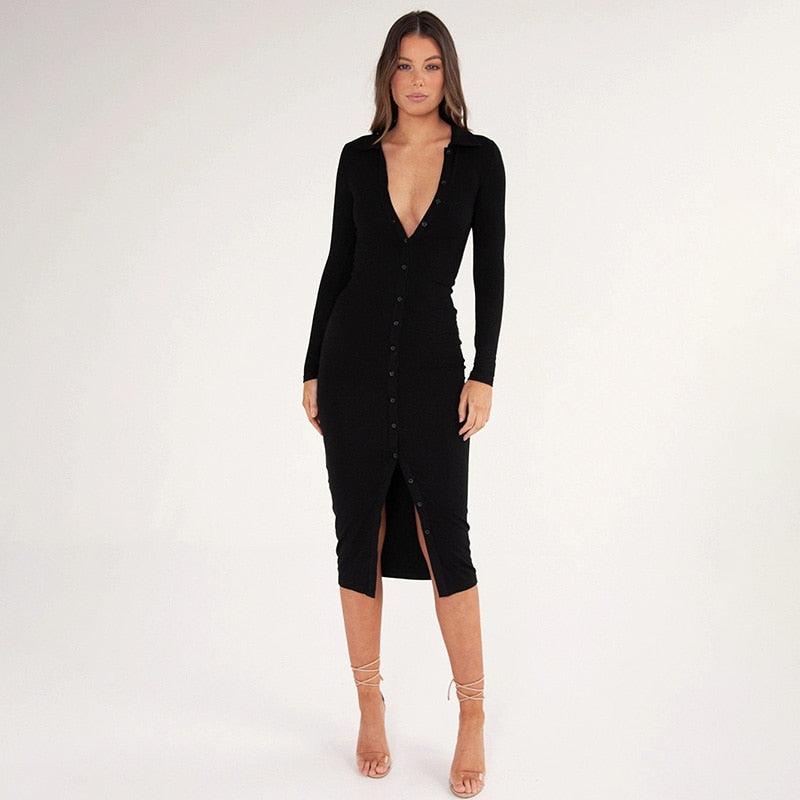 Button Knitted Autumn Dress