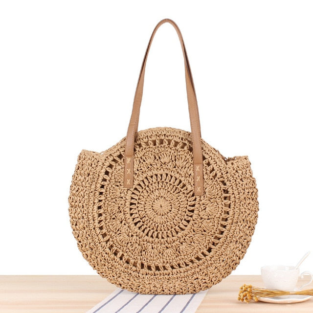 Round Straw Bag for Women