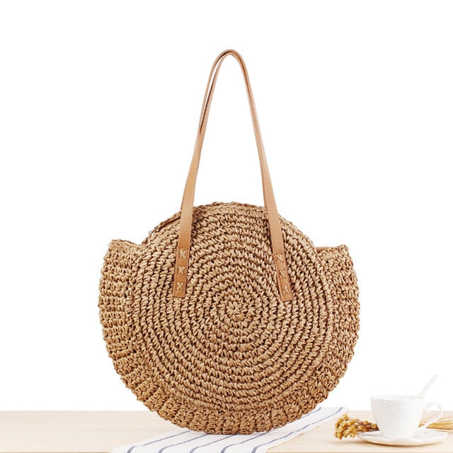 Round Straw Bag for Women