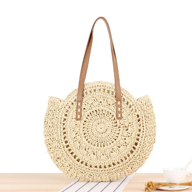 Round Straw Bag for Women