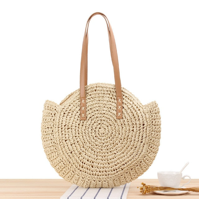Round Straw Bag for Women