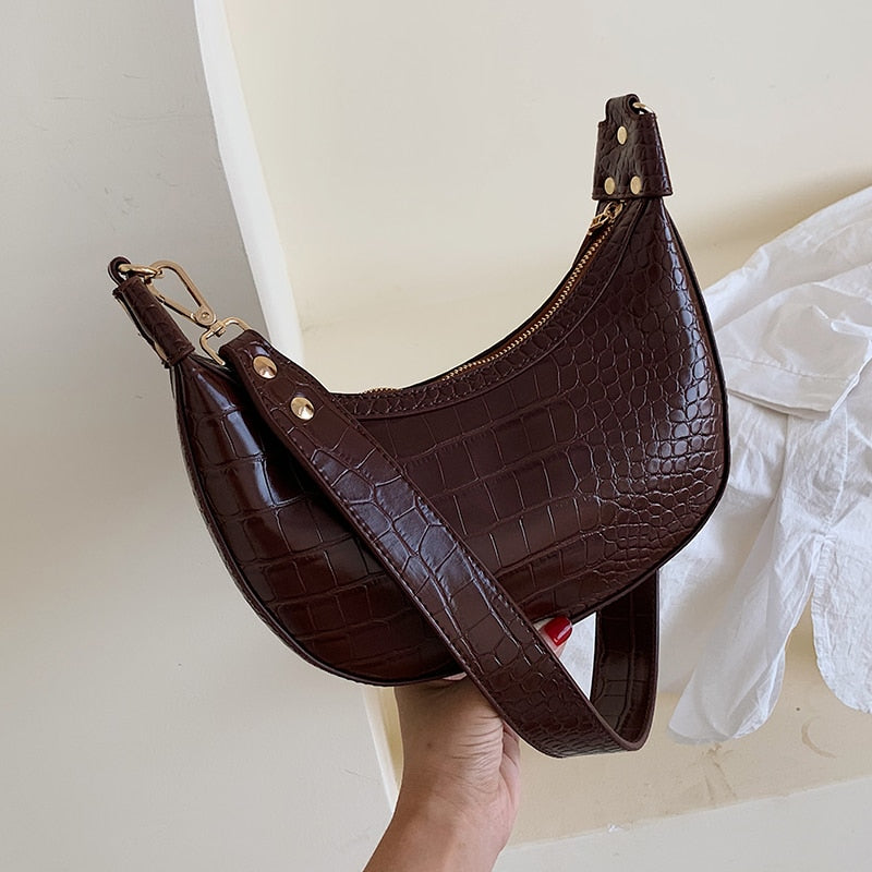 Stone Pattern PU Leather Crossbody Bag For Women