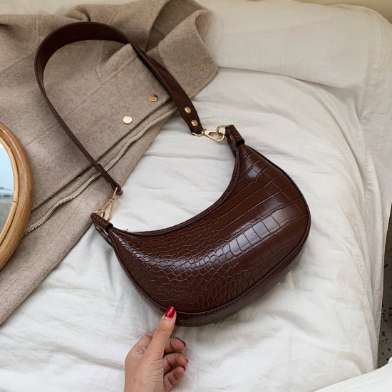 Stone Pattern PU Leather Crossbody Bag For Women