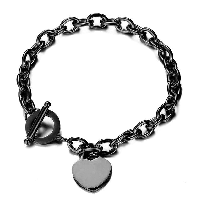 Stainless Steel Heart Charms Bracelet