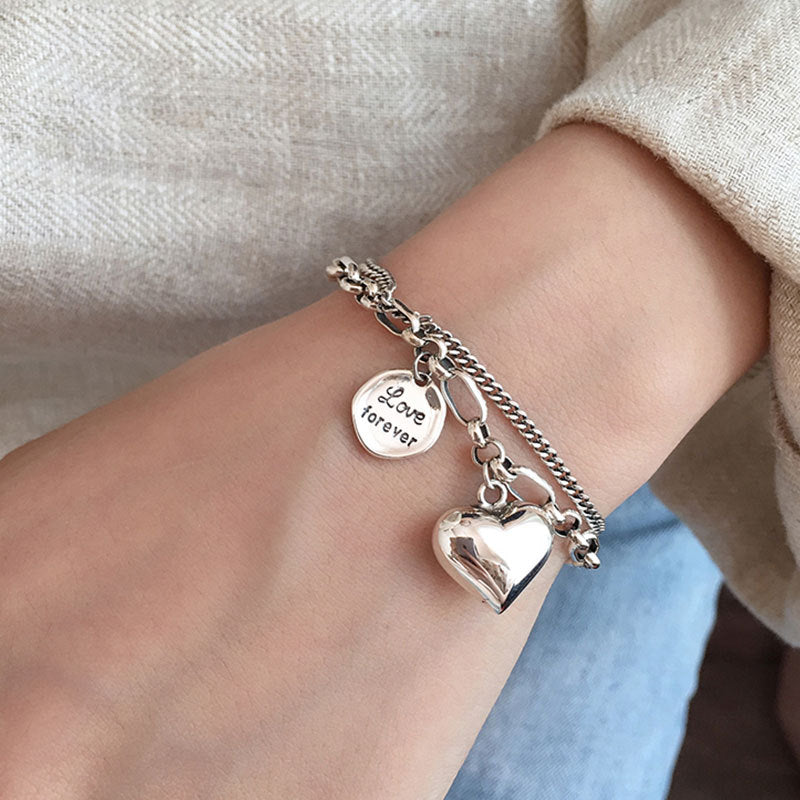 Vintage Double-Layered Heart Bracelet