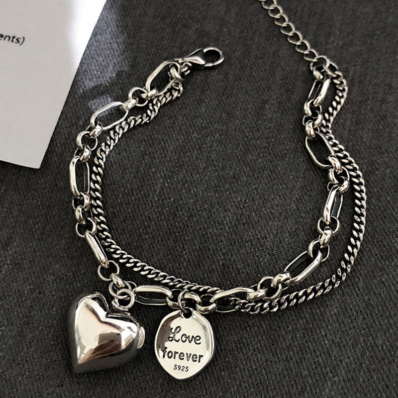 Vintage Double-Layered Heart Bracelet