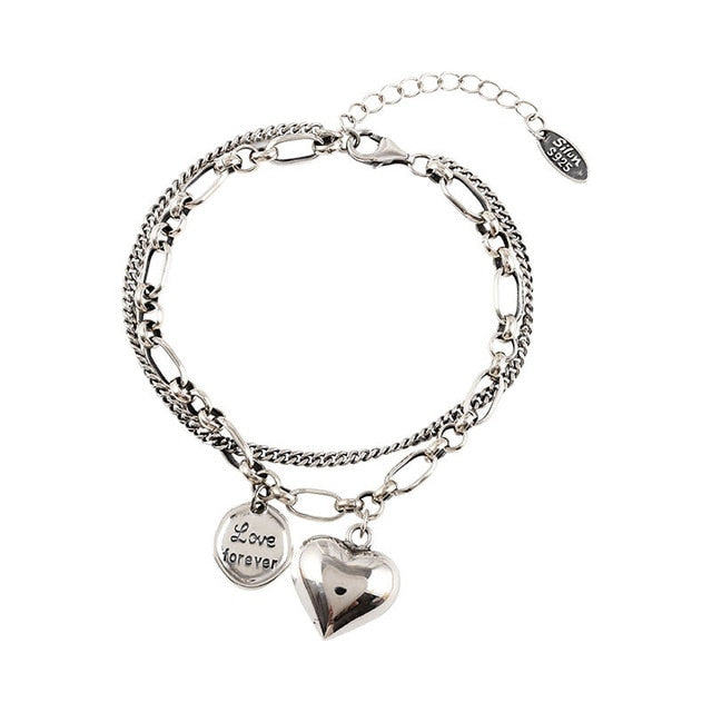 Vintage Double-Layered Heart Bracelet