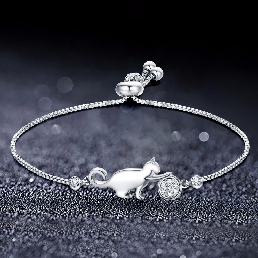 Cat and Ball Charm Bracelet