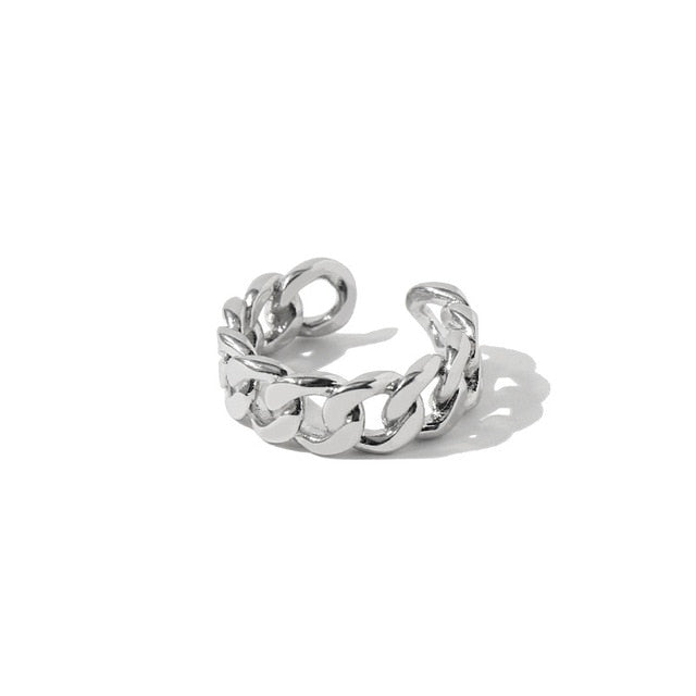 Metal Geometry Circular Punk Rings Set