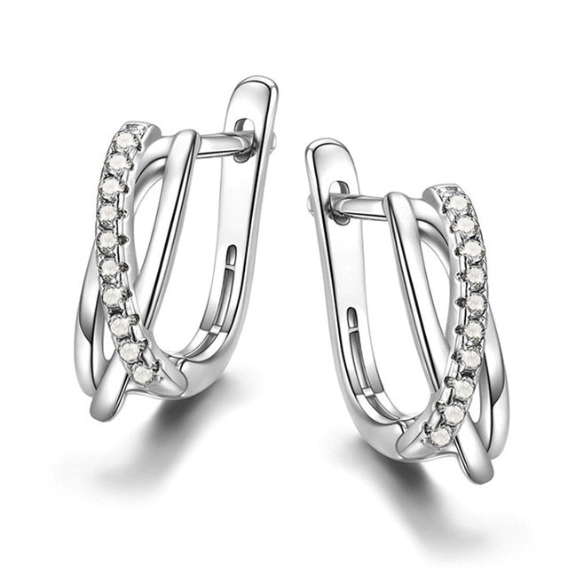 Women's Cross Black Stone Minimalist Earring